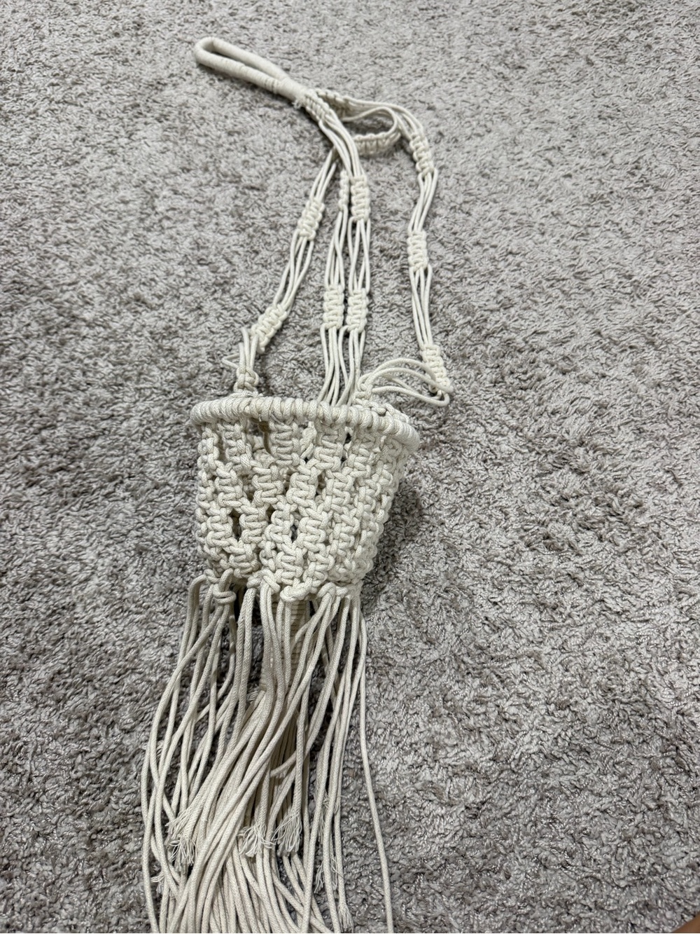 T.J.Maxx Cream Macramé Fringe Planter